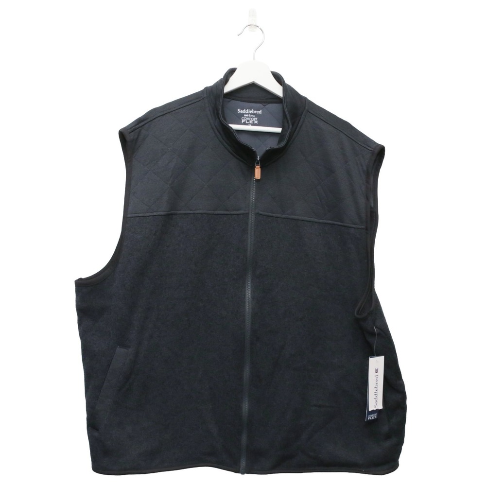 Saddlebred Vest 2X Mens Black New Comfort Flex Quilted Fleece Full Zip 168055X